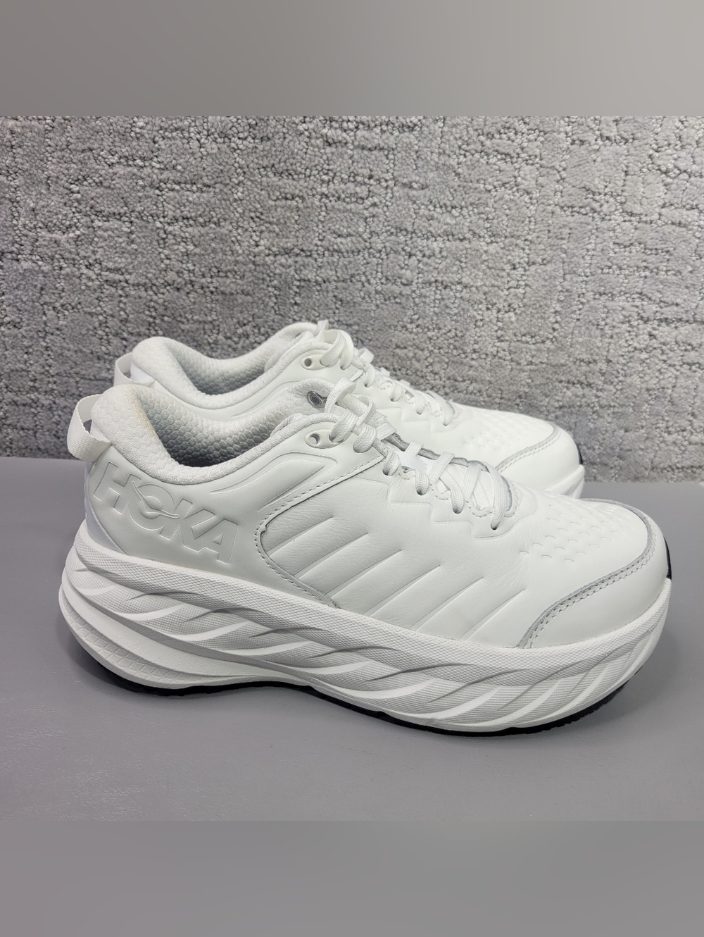 Hoka One One Bondi SR Wide Women's US 6.5D White Leather Running Sneakers - Picture 2 of 10